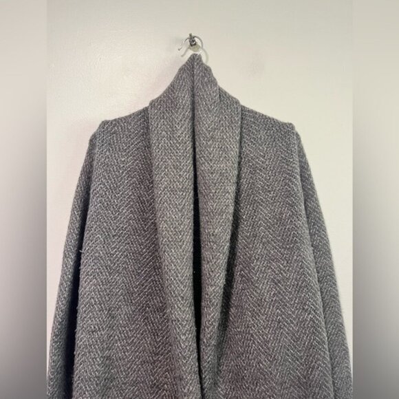 Sisley Grey Wool Blend Knit Open Front Long Cardigan Coat OS - Picture 3 of 15